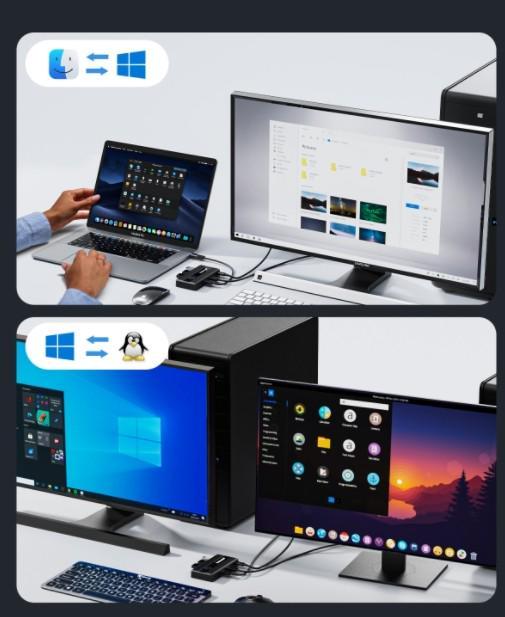 二進四出可一鍵切換的共享切換器 簡化操作，提升辦公效率